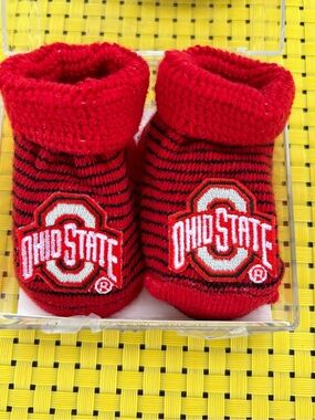Ohio State Two Feet Ahead Newborn Booties, New